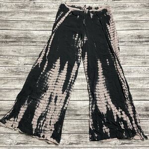 Girls size 14/16 (XL) Justice Black/Tan Wide Leg Hippie Tie Dye Boho Yoga Pants